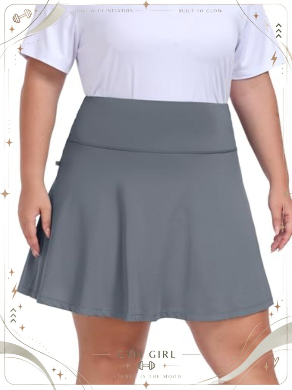 Plus Size Knee Length Pleated Tennis Skort with Pockets Athletic Golf Skirt